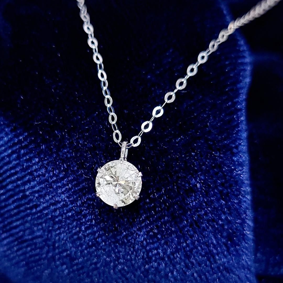 一粒 0.3ct ダイヤモンド pt 6本爪 ペンダント ネックレス - メルカリ