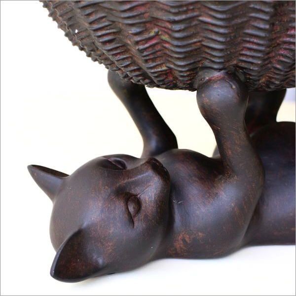 ネコ バスケット 小物入れ アンティーク風 フラワーポット シャビー 11058 二匹の猫とバスケット フラワーベース 小物入れ SE011928 高さ約18cm ねこ レトロ アンティーク風 置物 オブジェ インテリア プレゼント  ギフト 可愛い | さんポチ powered by BASE