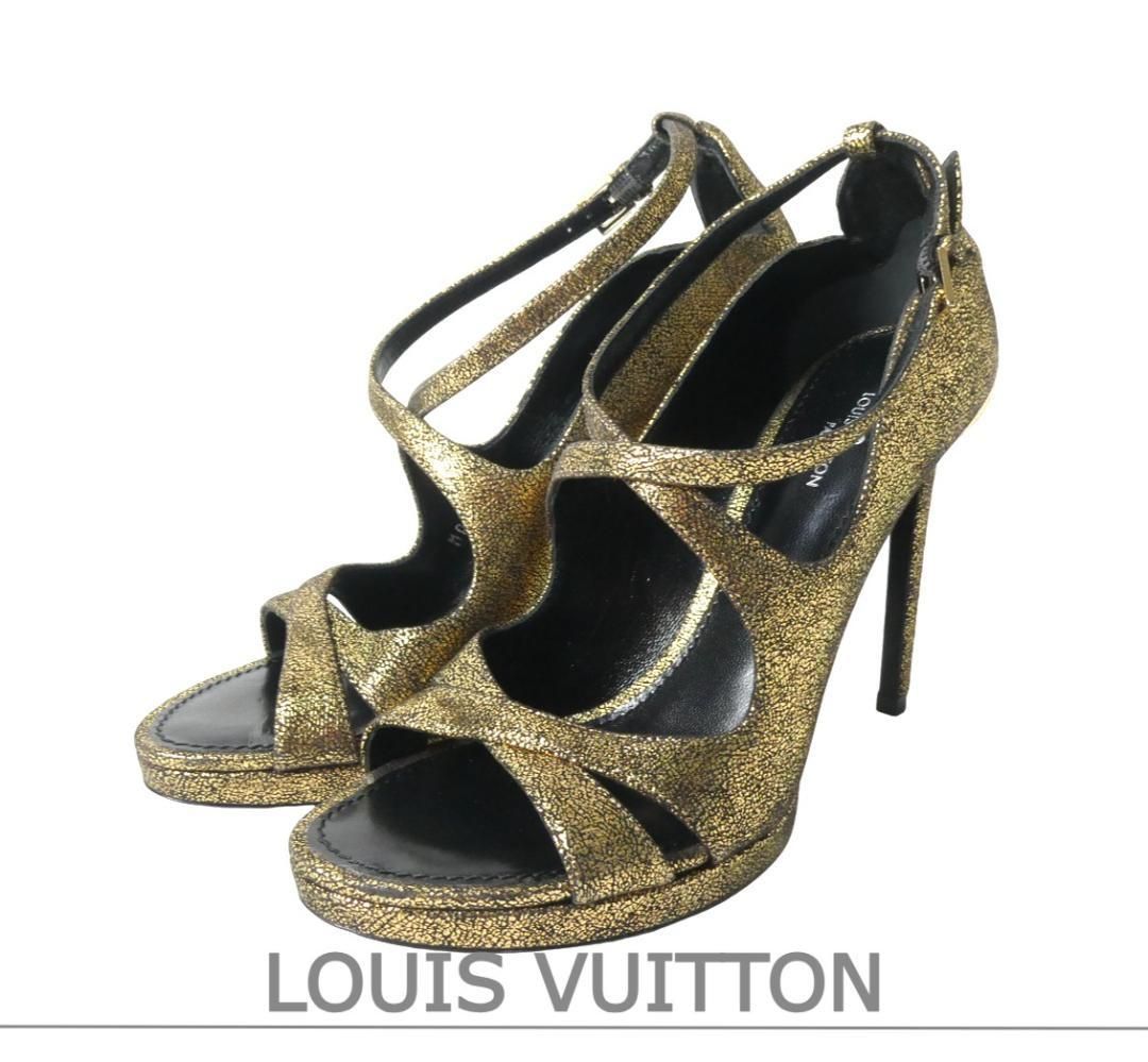 美品 Louis Vuitton ルイヴィトン サンダル パンプス ロゴプレート 