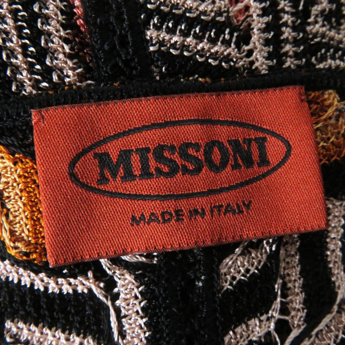 極美品◎正規品 イタリア製 MISSONI ミッソーニ 165121 レディース 透かし編み レーヨン100％ 長袖 ワンピース マルチ 総柄 46