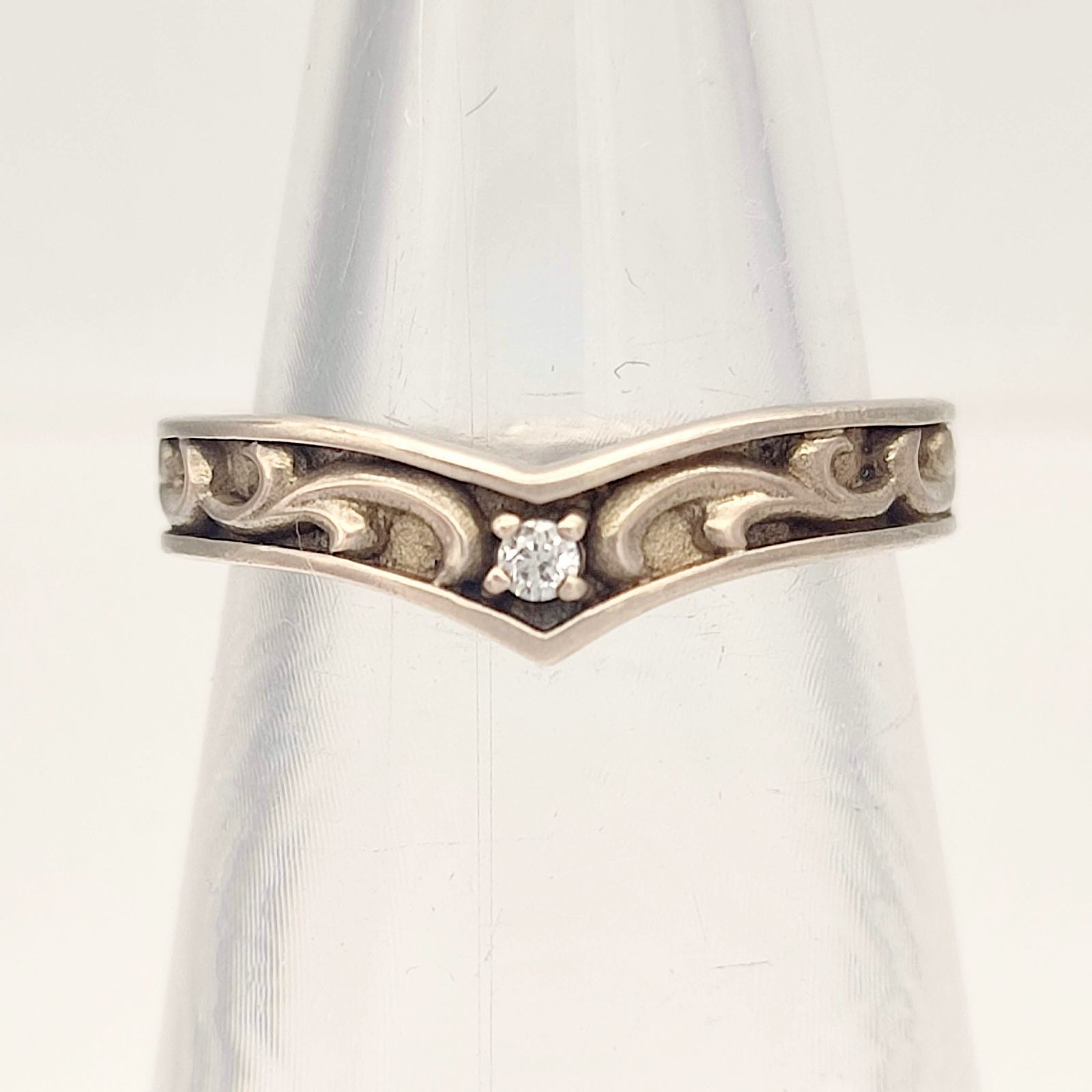 美品】AQUA SILVER アクアシルバー アラベスクリング Vデザイン