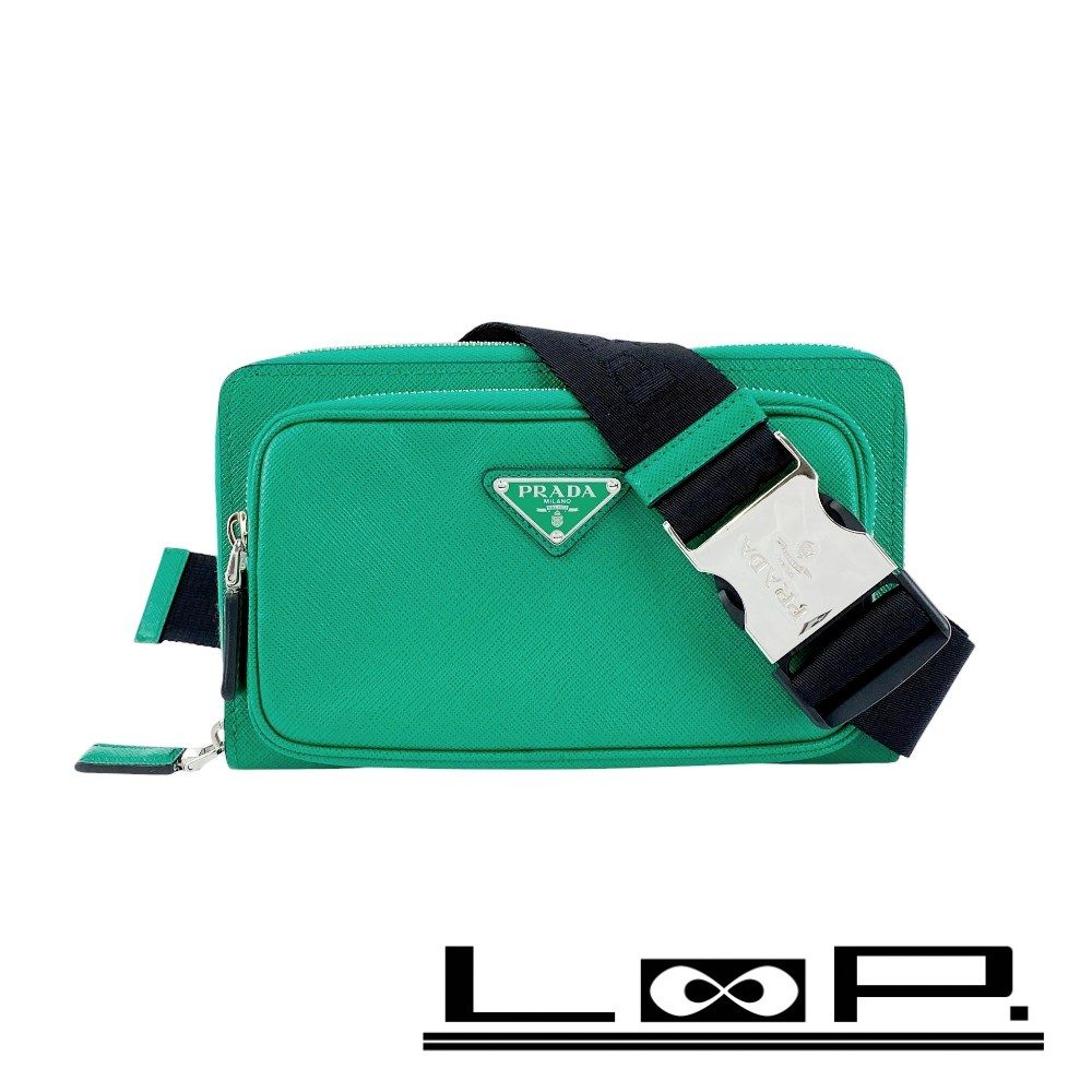 プラダ ベルトバッグ ウエストポーチ レザー サフィアーノ グリーン 2VH156 448300 7