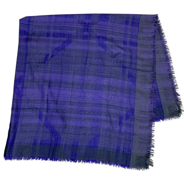 ♥ 51KAL140A037 クリスチャンディオール カナージュ ジャガード ストール ロゴ シルク ウール カシミヤ 大判 パープル Christian Dior