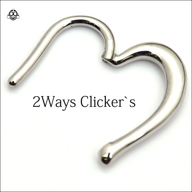  ワンタッチピアス 16G&12G パカッと ハートピアス 2WAY　クリッカー リングピアス ステンレスピアス つけっぱなし ロブ ロック ダイス 軟骨ピアス ボディピアス