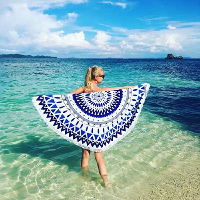 美品 エルメス ビーチタオル ラグ 玄関マット 海 海水浴 浮輪 夏 緑 ピンク 1点1962円！2点購入クーポンで】ラウンドビーチタオル 円形 大判