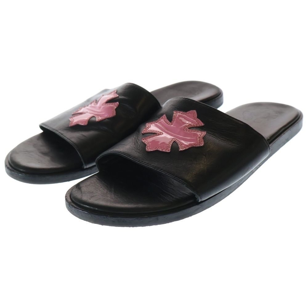 CHROME HEARTS クロムハーツ CH SLIDE LEATHER CHプラスパッチ レザーサンダル シューズ ブラック