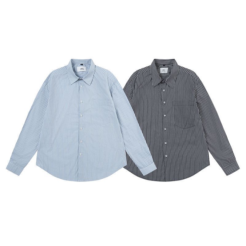 AMI PARIS アミパリス 邪魔くさくっ シャツ ストライプ 長袖 刺繡 Mサイズ 