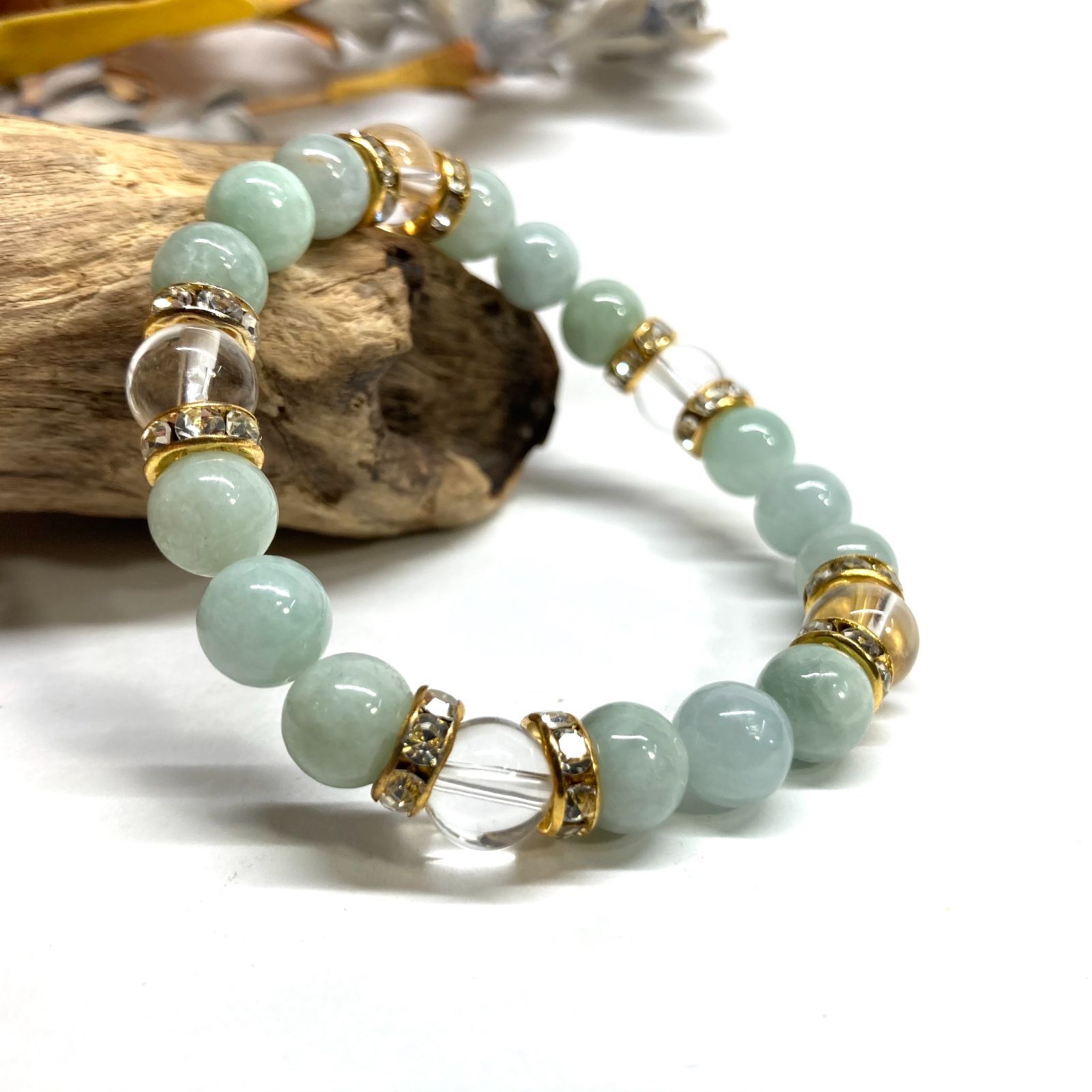 ビルマ翡翠 パワーストーン ブレスレット 天然石ブレス （ゴールド