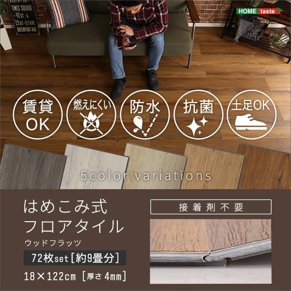 フロアタイル 9畳向け 木目 リアル ホワイト 白 アンティーク調