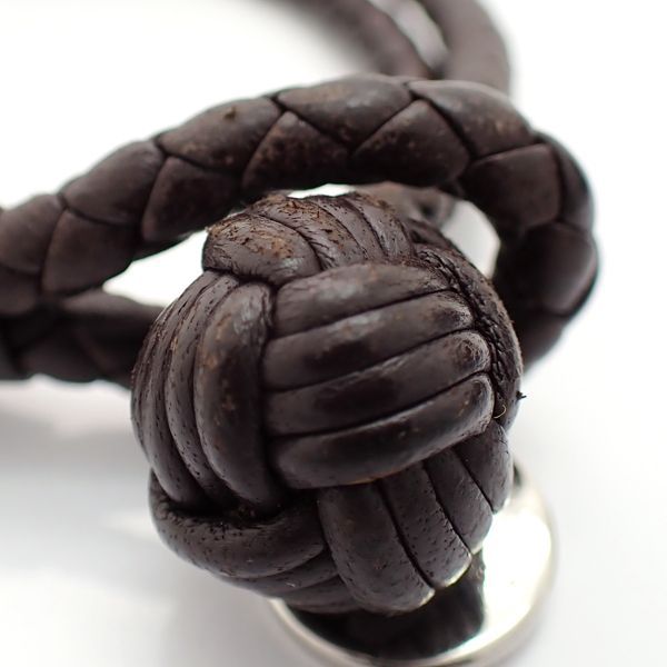 BOTTEGA VENETA レザーブレスレット #M イントレチャート ダーク