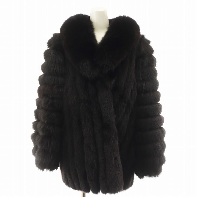 Etude ONWARDグレー 本毛皮コート ファー襟付き - メルカリ Etude