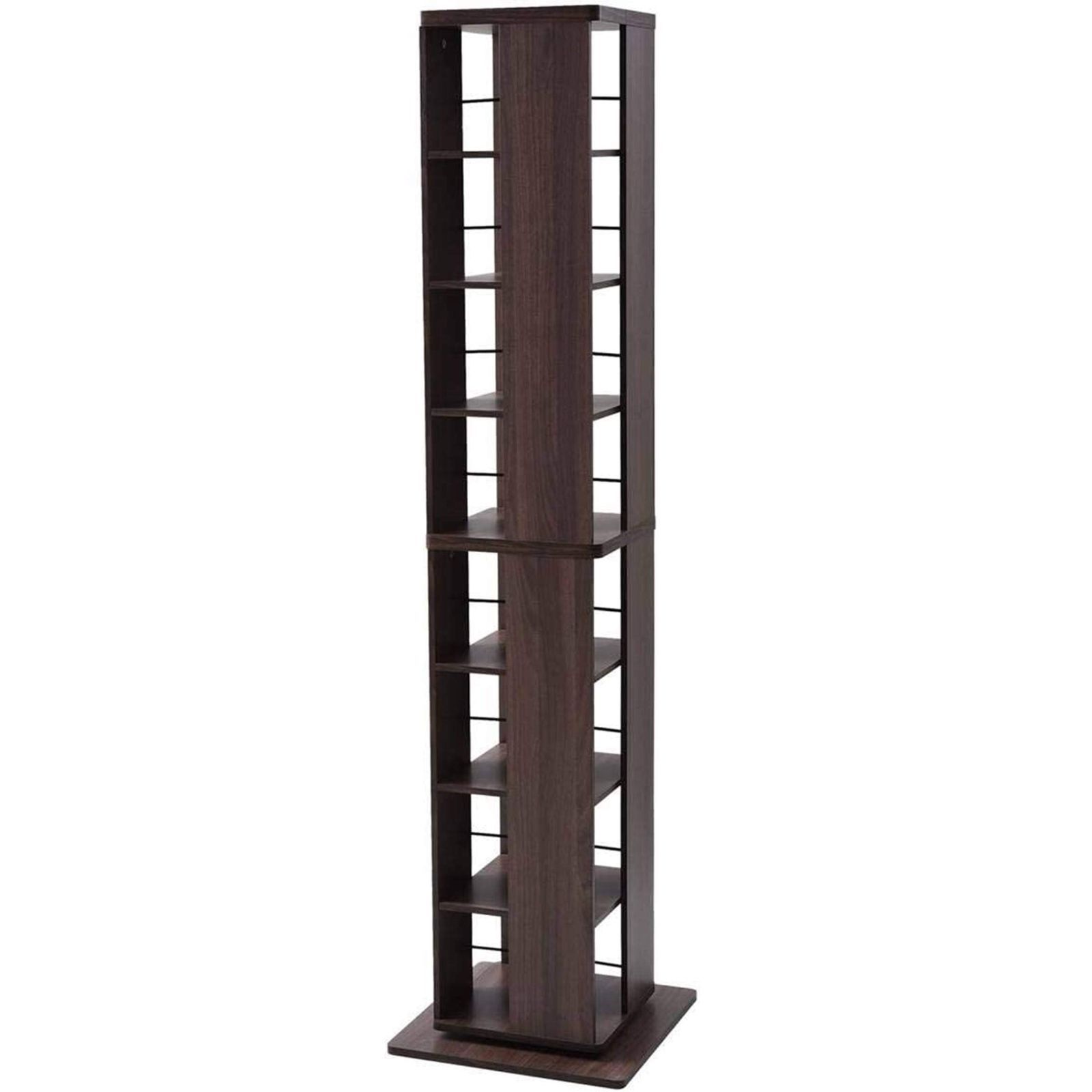 幅45×奥行45×高さ182.5cm 壁付け・角置き可 8段 コンパクト 大容量 回転本棚 組立品 ウォルナット [山善] DSRR-8(WL)