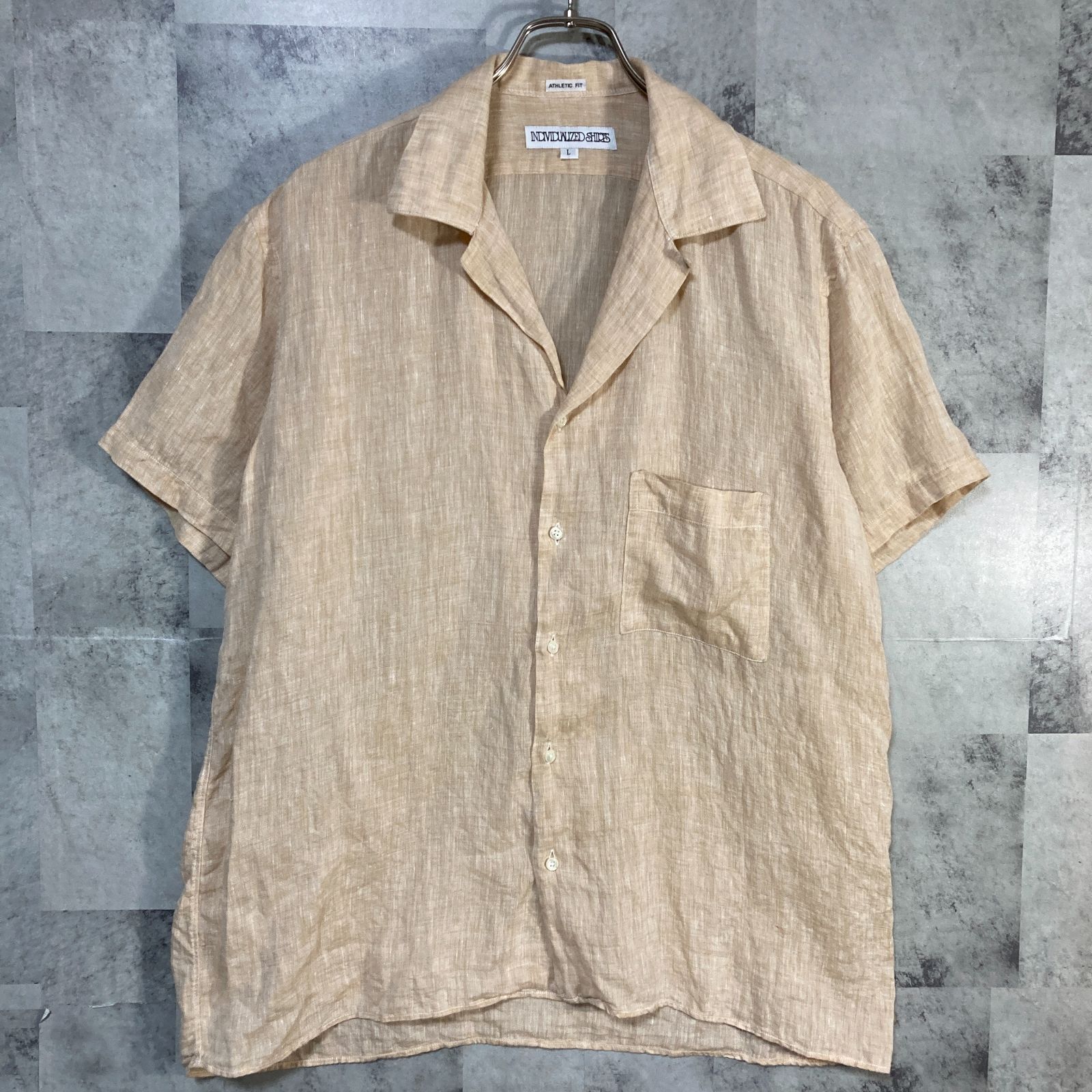 INDIVIDUALIZED SHIRTS インディヴィジュアライズド シャツ 半袖 開襟シャツ リネン ベージュ L