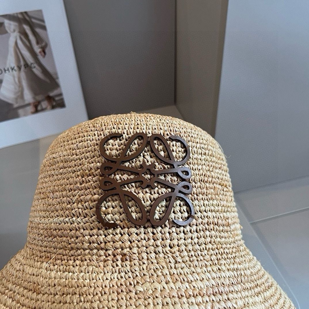 ◆◆VIP◆◆ LOEWE ロゴ ラフィア ストローハット UNISEX Loewe(ロエベ)のストローハット ラフィア素材 純手工製作 一般