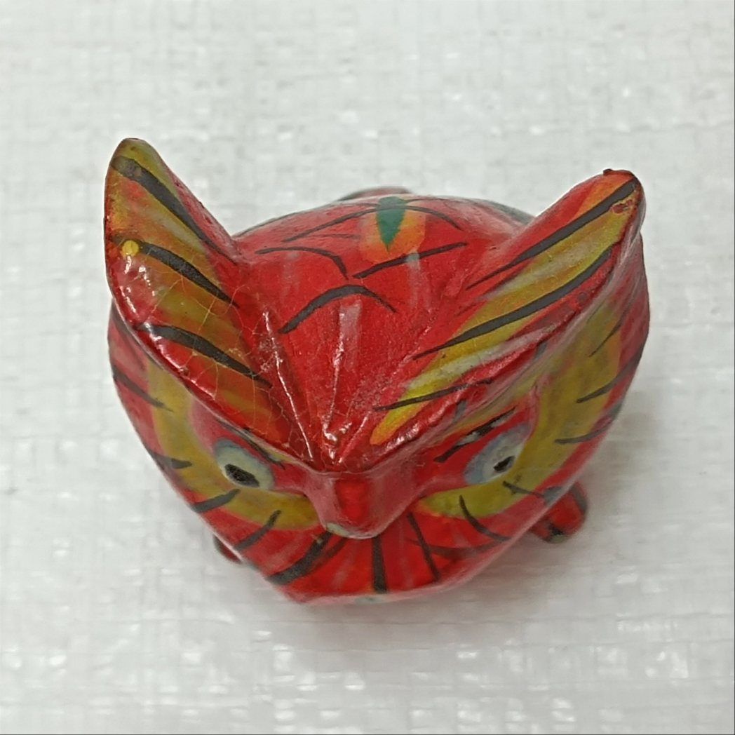 ヴィンテージ インドネシア 木彫りフクロウ手彫り×2 置物 縁起物