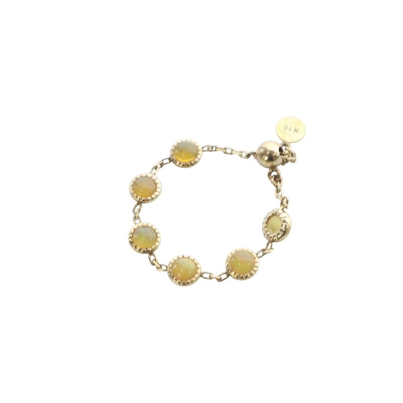 アガット agete オパールチェーンリング 指輪 K10 イエローゴールド