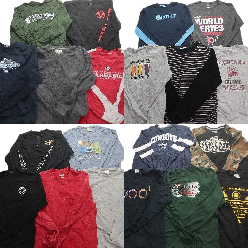 古着卸 まとめ売り 長袖Tシャツ 20枚セット (メンズ XL ) プロチーム NFL カウボーイズ MLB カブス 企業 ボーダー 中古 古着 MY5275