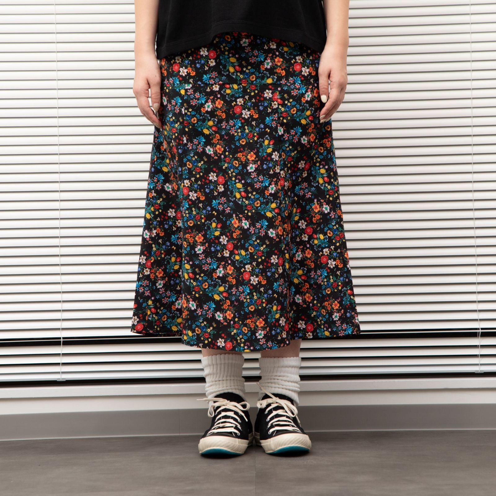 MEYAME メヤメ BEAUTIFUL SKIRT (FLOWER) BLACK ビューティフル