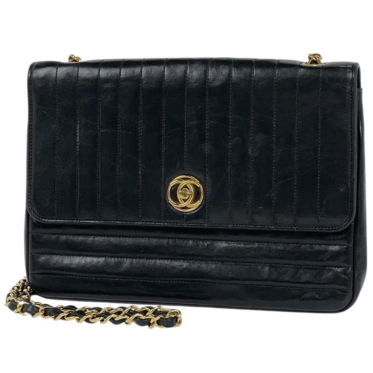 シャネル CHANEL マドモアゼル チェーン ショルダーバッグ ココマーク サークル ショルダーバッグ レザー ブラック レディース