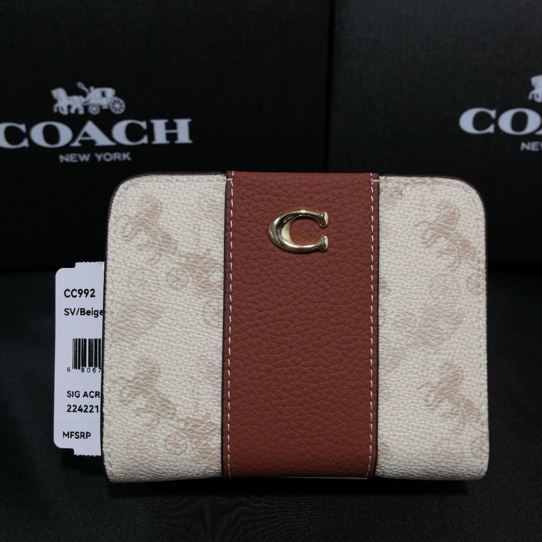 新品?COACH ビルフォールドウォレット 二つ折り財布 ホース＆キャリッジ - メルカリ