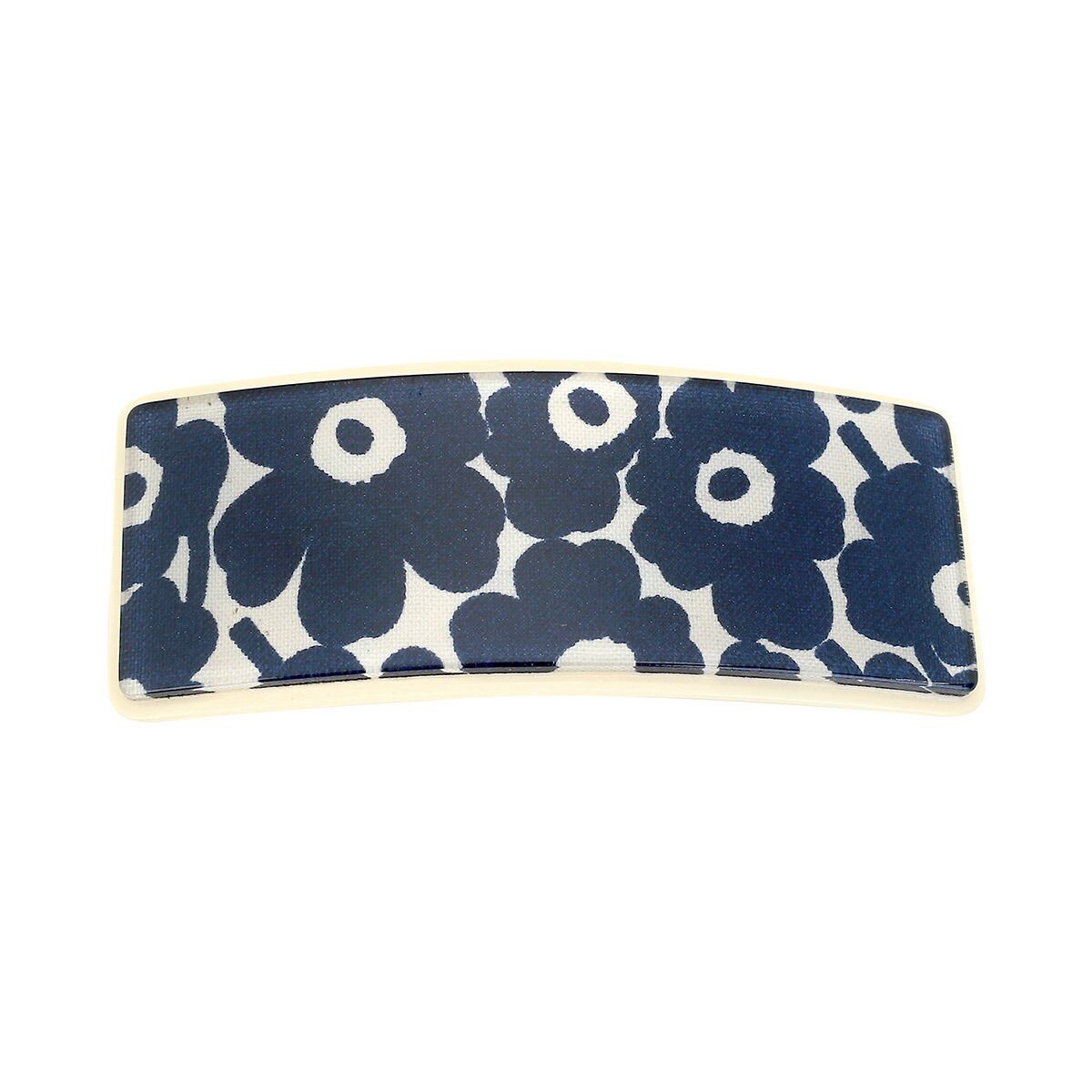 新品 マリメッコ Marimekko バレッタ ピックイネン ウニッコ ワイドバレッタ ダークブルー/オフホワイト