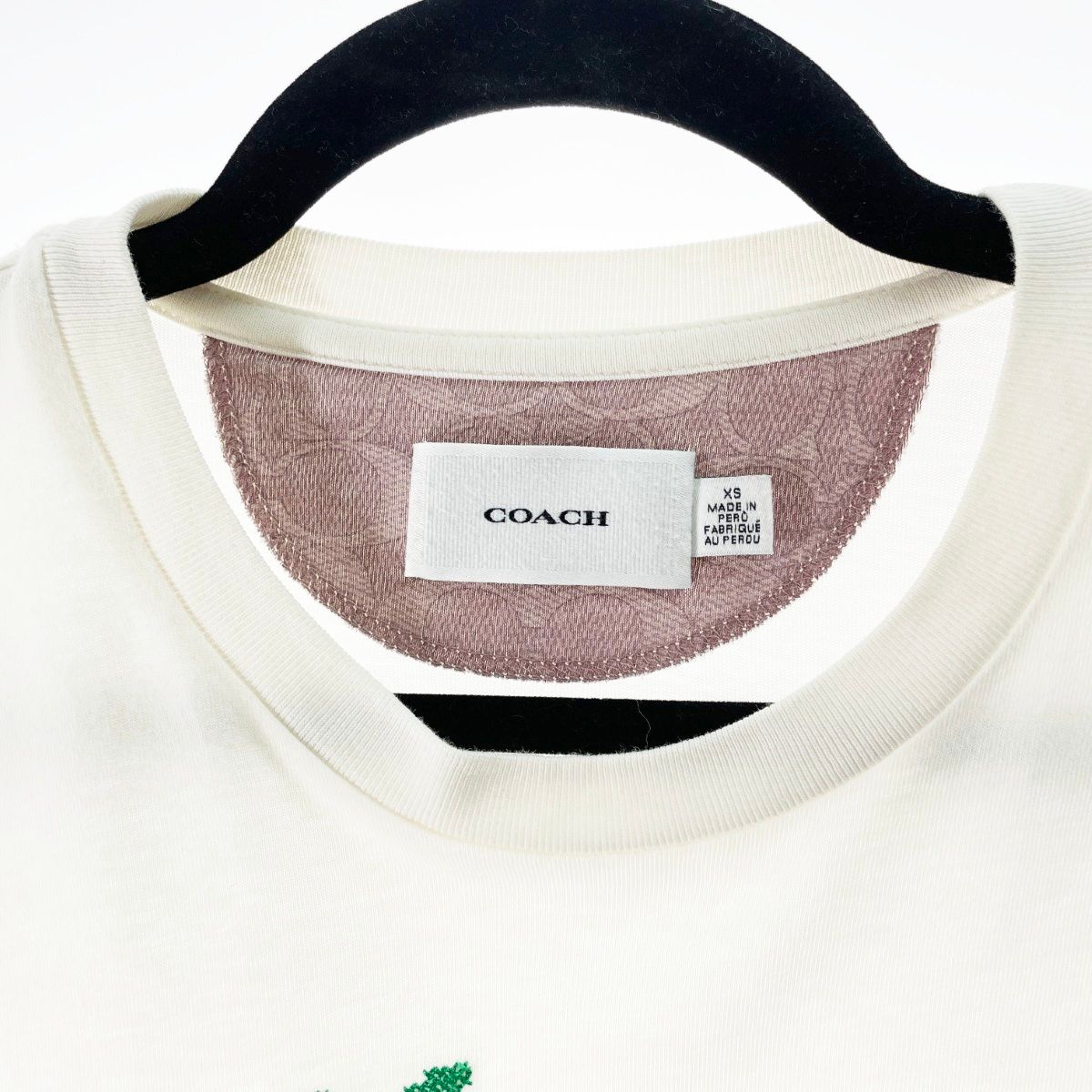 新品 coach シグネチャー スクエア クロス スティッチ チェリー T