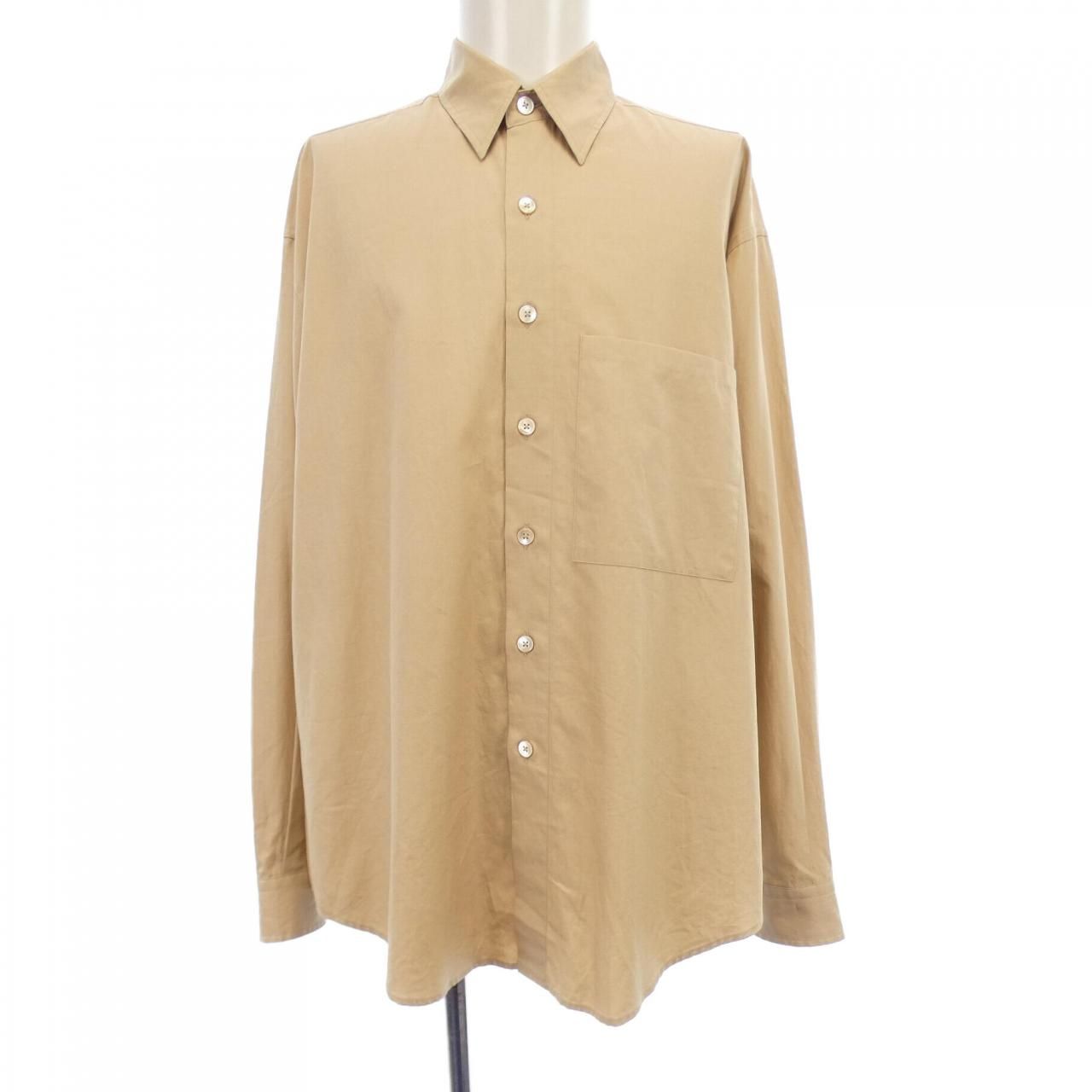 auralee シャツ 黄色 HARD TWIST WOOL VIYELLA 人気定番，低価