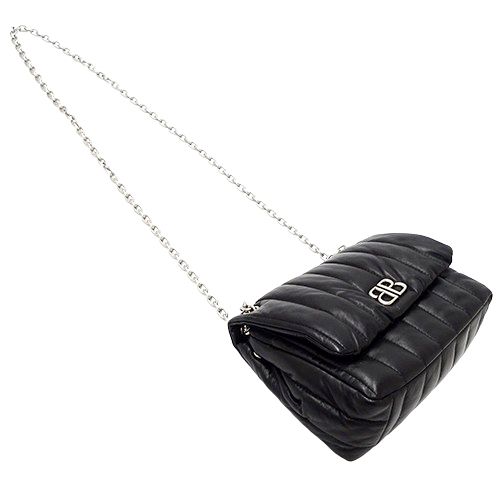 【新品】BALENCIAGA　バレンシアガ　BB柄　ショルダーバッグ　ブラック BALENCIAGA バレンシアガ Bロゴ ショルダーバッグ レザー 592898