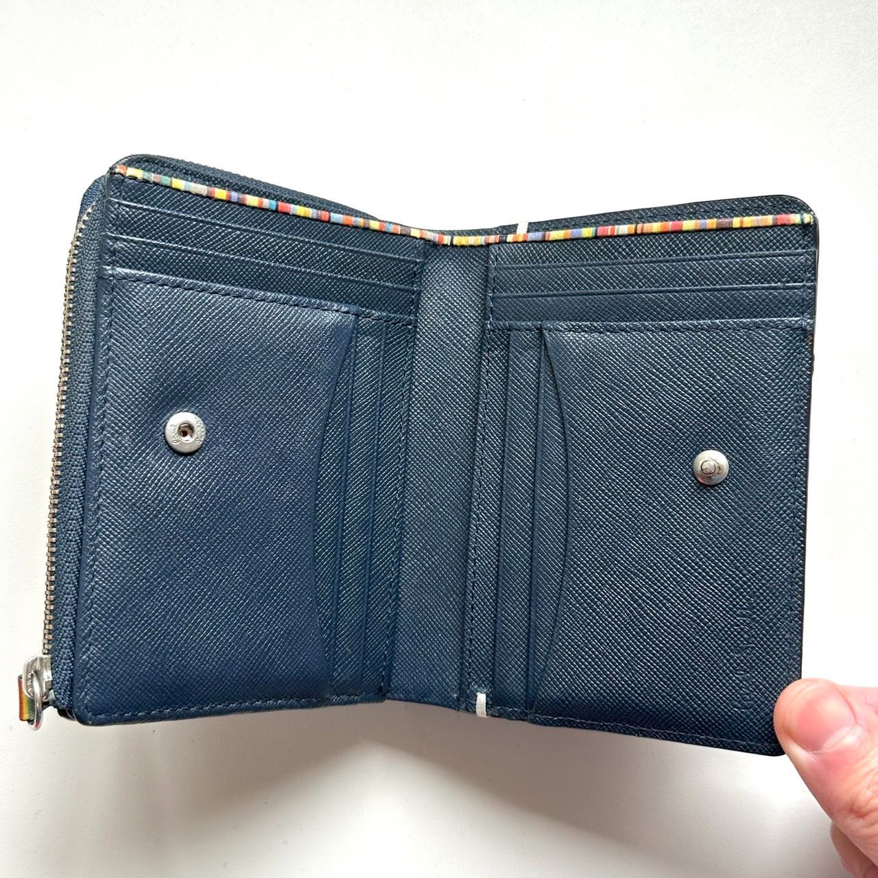未使用 美品 ポールスミス ジップストローグレイン 2つ折財布 ネイビー ポールスミス Paul Smith 二つ折り財布 ジップストローグレイン1