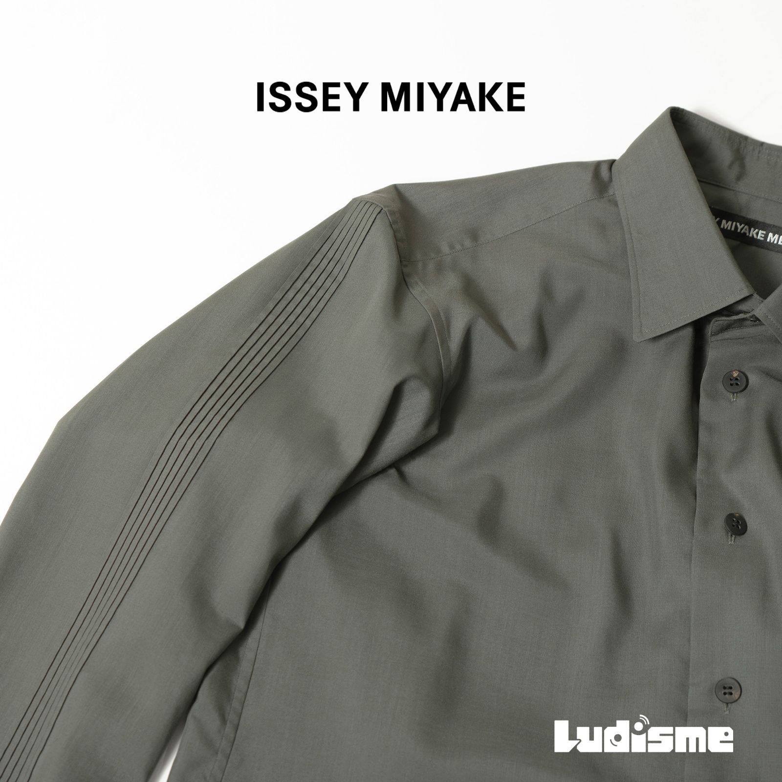 イッセイミヤケ ISSEY MIYAKE MEN ロングスリーブシャツ モスグリーン
