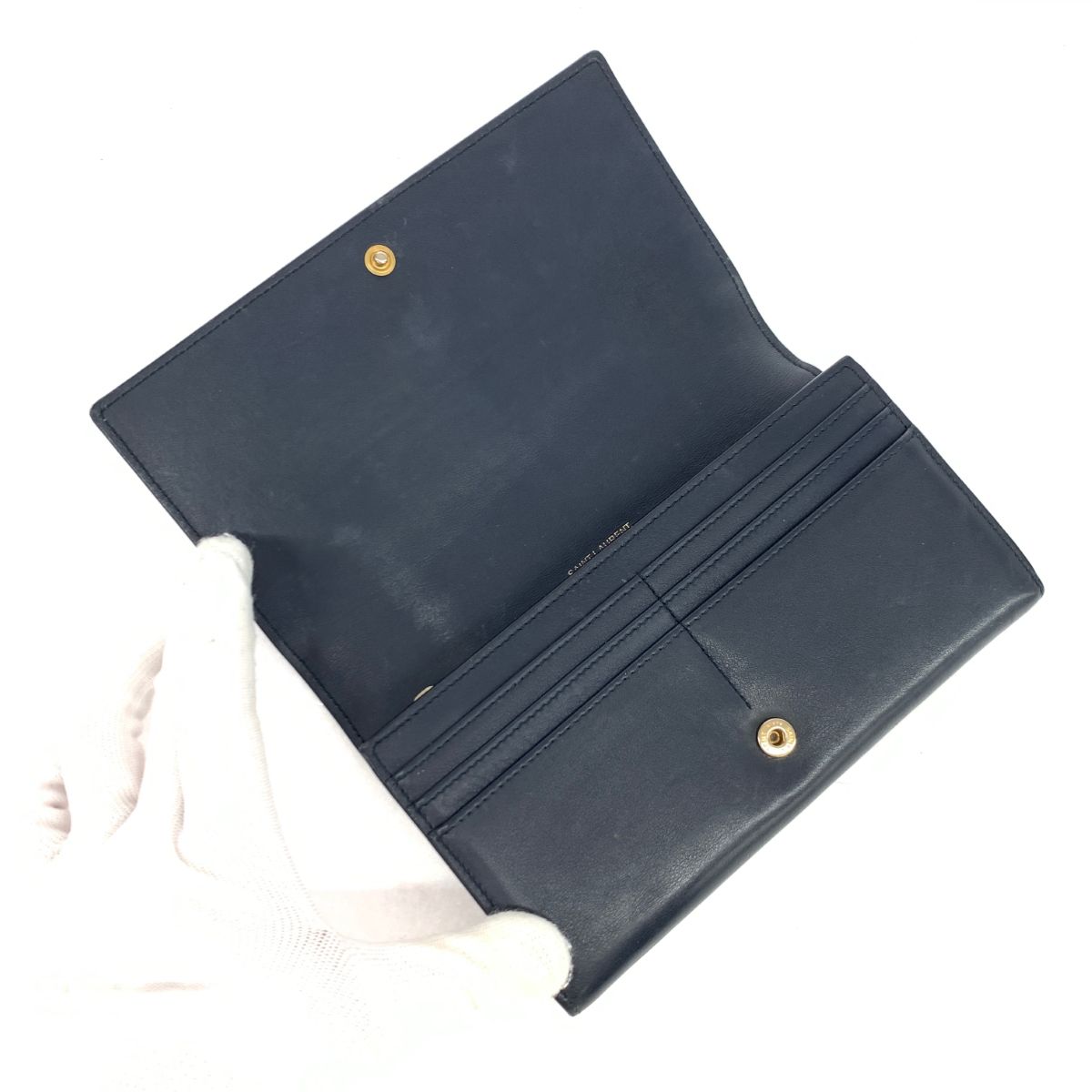 YvesSaintLaurent(YSL) イヴサンローラン 長財布 ネイビー フル