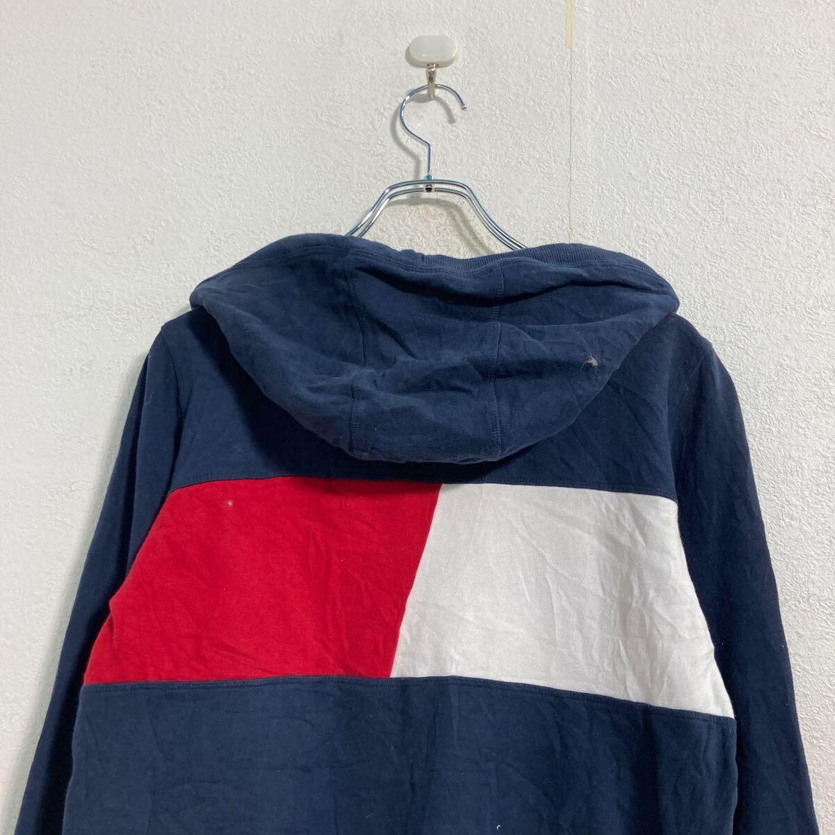 TOMMY HILFIGER ロゴ スウェット パーカー M ネイビー レッド ホワイト トミーヒルフィガー プルオーバー 古着卸 アメリカ仕入 a608-6335