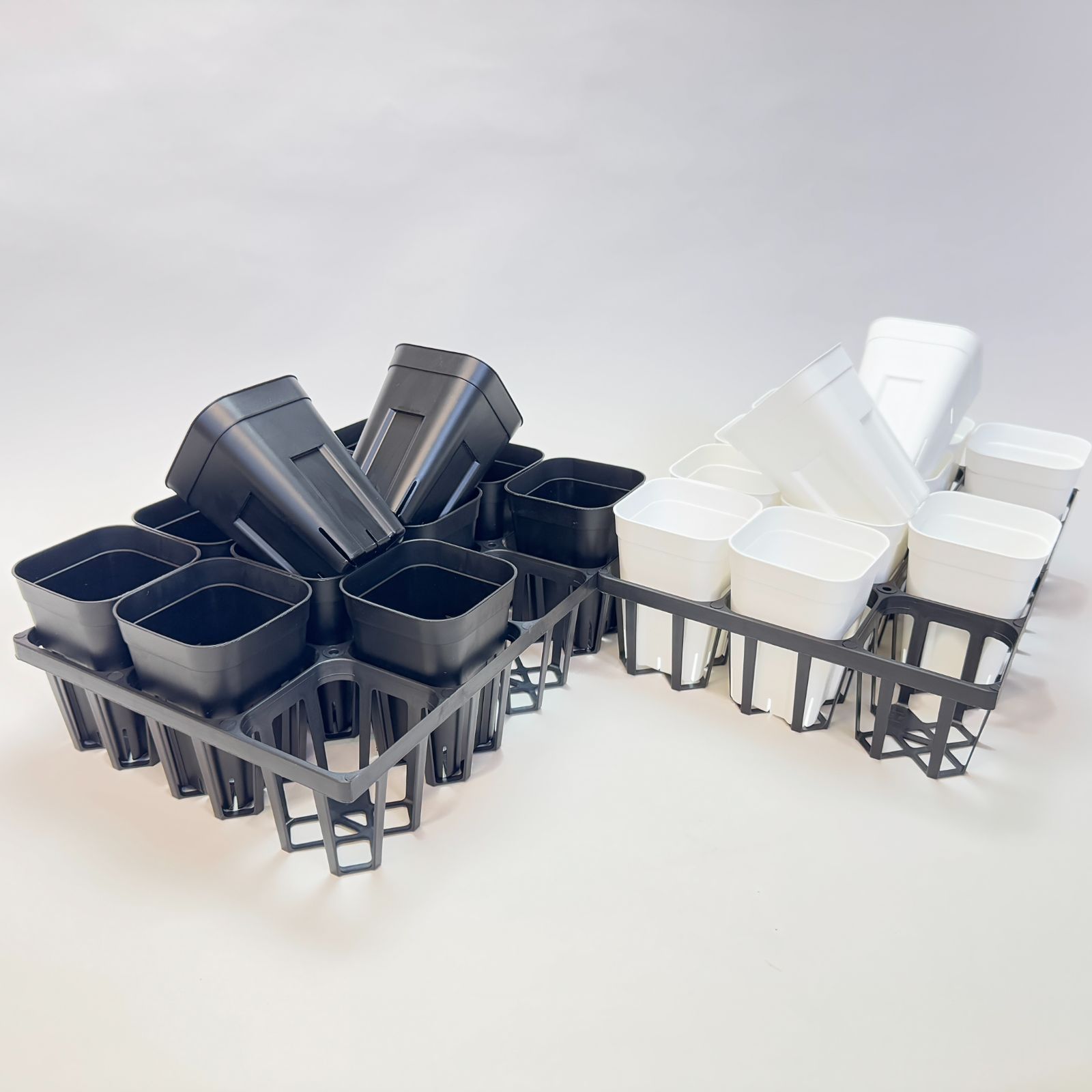 プレステラ深鉢90型(スリット3号深型)白鉢・黒鉢(12鉢)＋ハーフトレイ