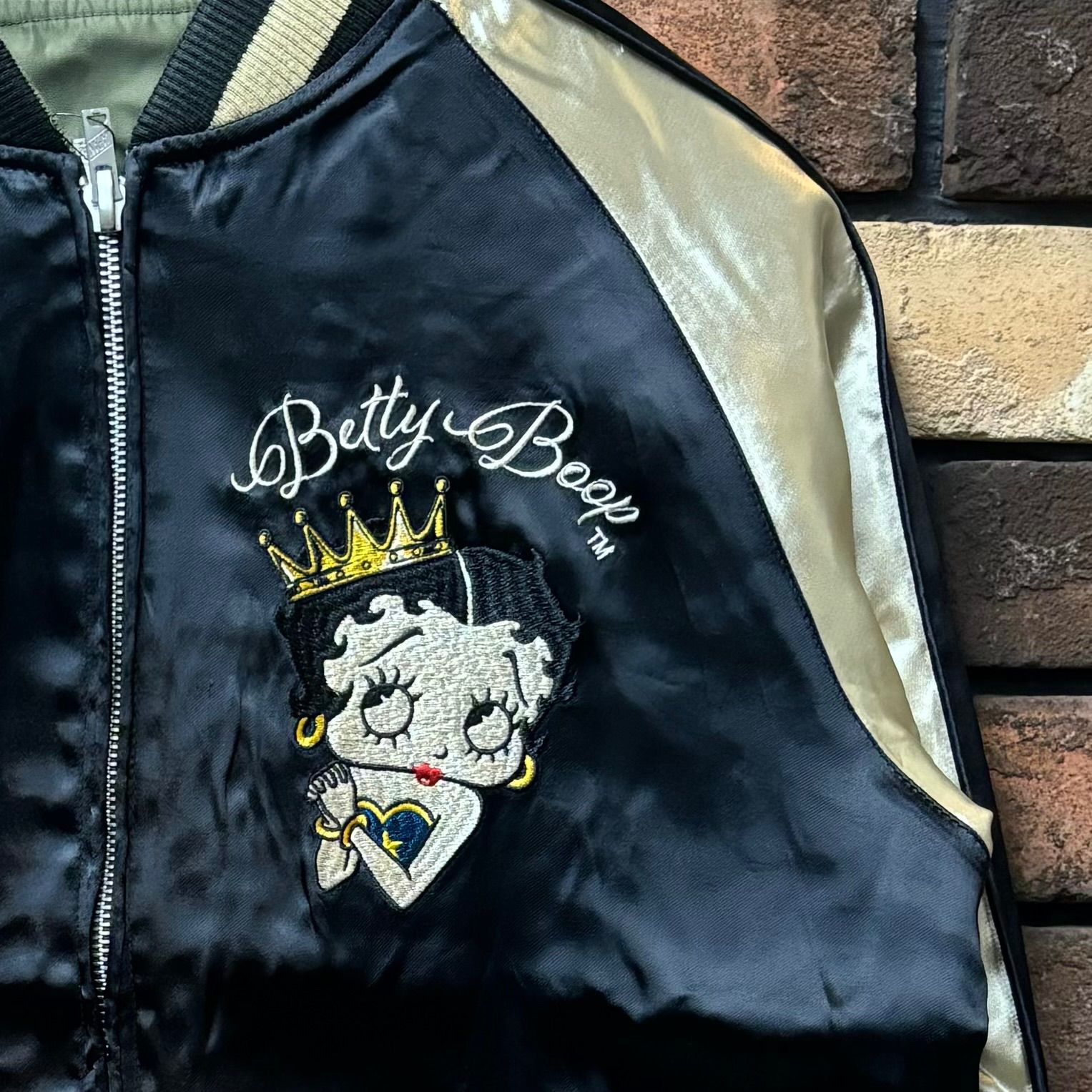 BETTY BOOP/ベティブープ サテン×ナイロンスカジャン】BRAVE-MAN