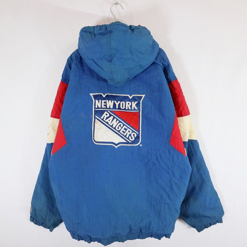 90s NHL レンジャーズ 中綿 ナイロンジャケット XL-