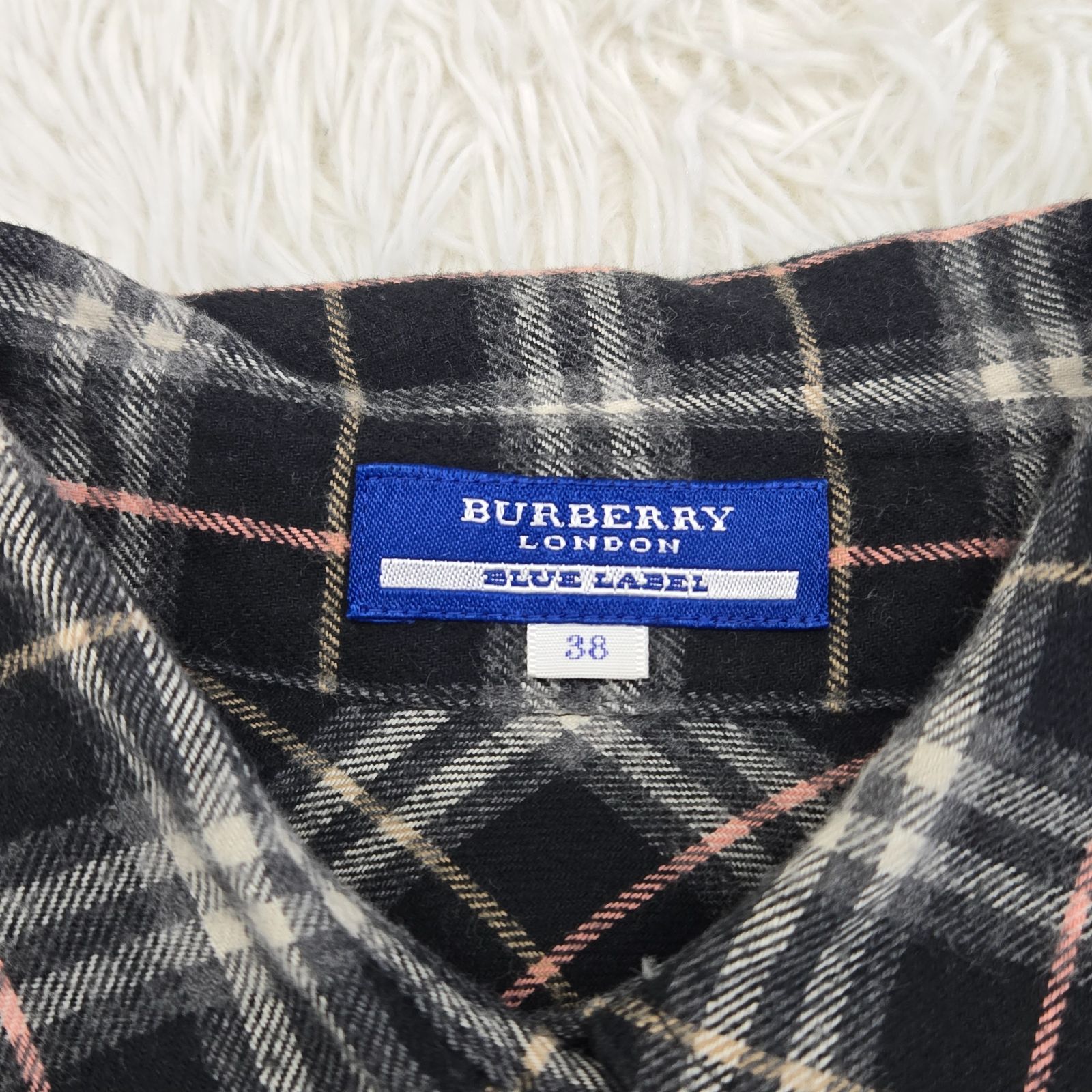 バーバリーブルーレーベル 長袖シャツ ノバチェック ホース刺繍 38 M