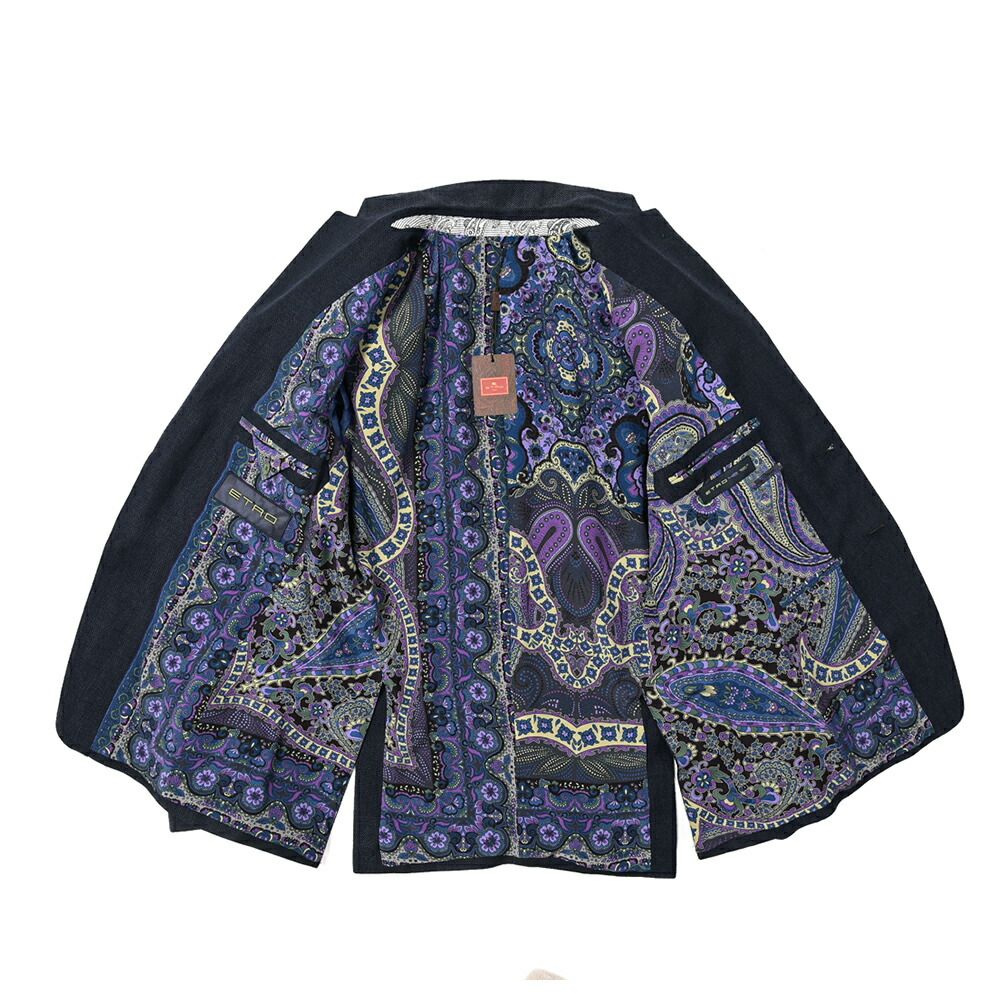 ETRO ネイビー テーラードジャケット ETRO - 美品 エトロ ETRO ジャケット テーラード ベロア