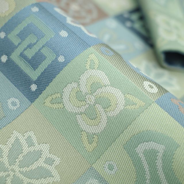 名古屋帯 八寸 西陣 39 川島織物 綴れ 薄水色 松 正絹 中古 kp2135 名古屋帯 八寸 西陣 39 川島織物 綴れ 薄水色 松 正絹 中古