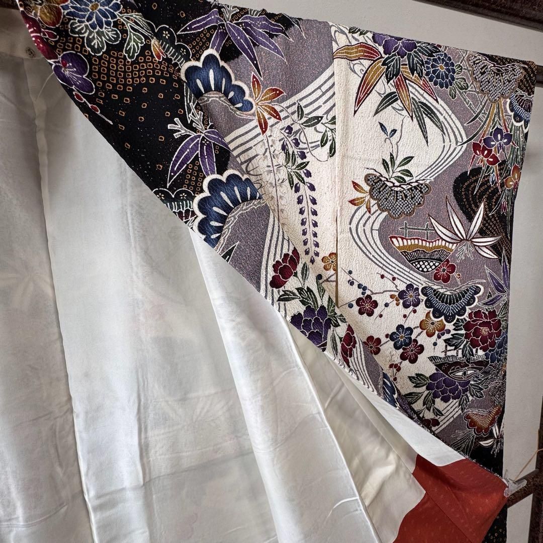 平和屋着物○豪華振袖 作家物 舞花文 暈し染め 金彩 銀通し地 正絹