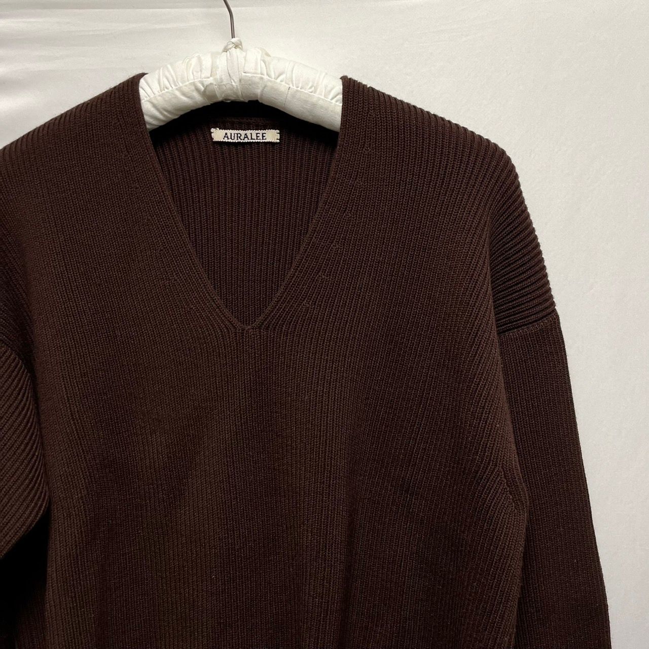 AURALEE オーラリー 18AW SUPER FINE WOOL RIB KNIT V NECK P/O