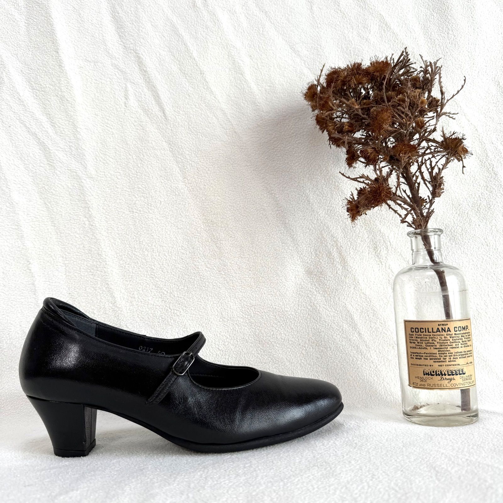 極美品✨ペダラ ストラップ スクエアトゥ レザー ブラック 22.5 3EEE