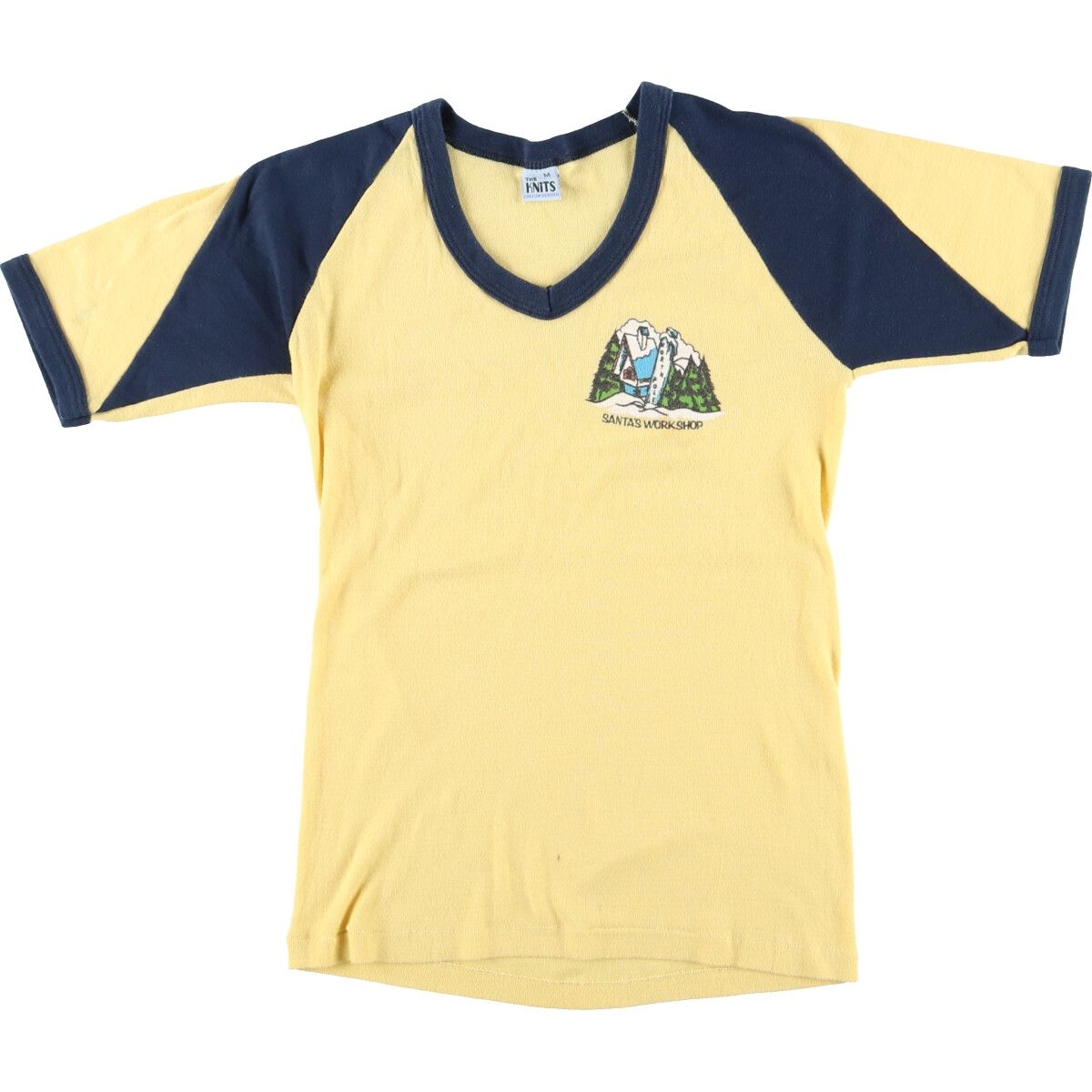 古着 80年代 THE KNITS VネックTシャツ リンガーTシャツ USA製 メンズXS ヴィンテージ/eaa436310