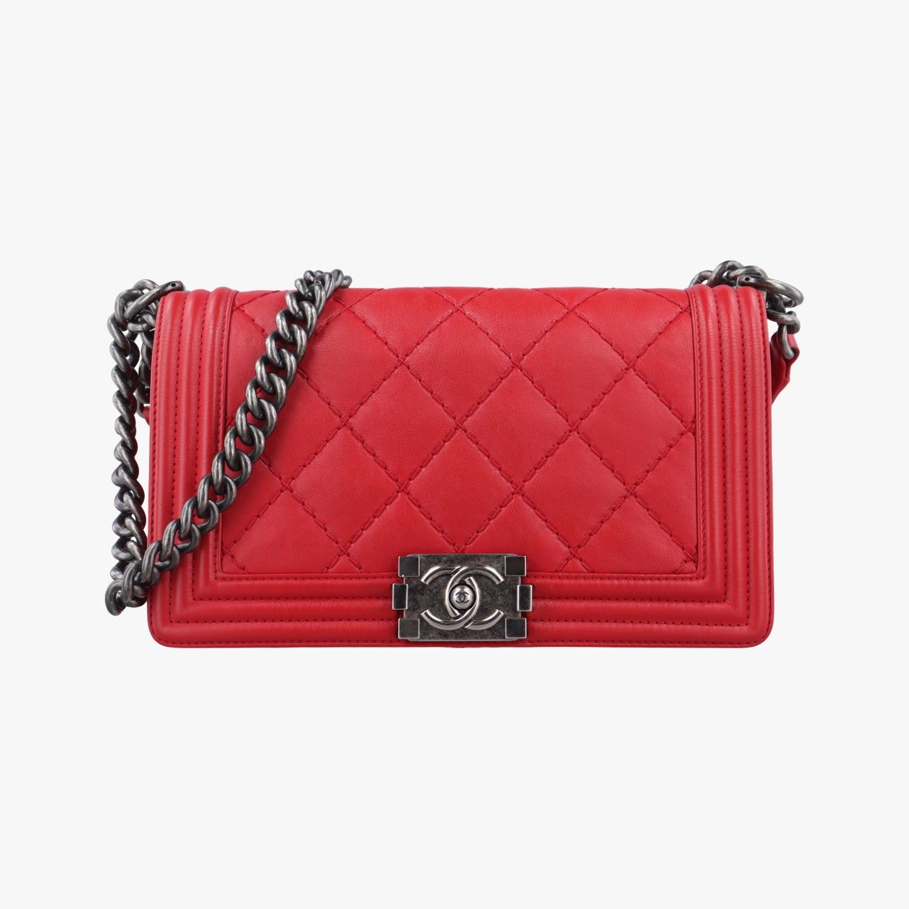 シャネルChanelボーイシャネル レッド レザー A92105 18883093