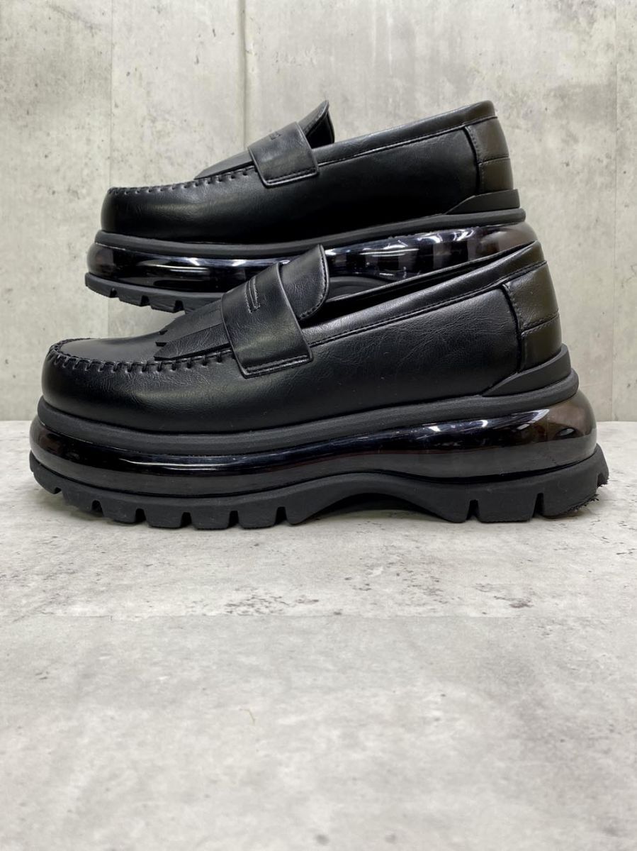 CLEL クレイル CLElo002 エアークッション ハイソールローファー シューズ sizeM 26.0-26.5cm相当 ブラック ◎メンズ