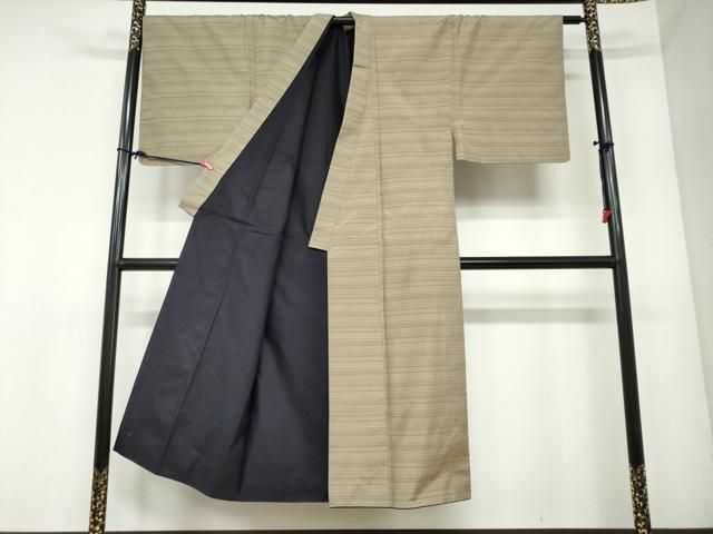 平和屋着物●男性 紬 横段文 正絹 DAAY5427ud