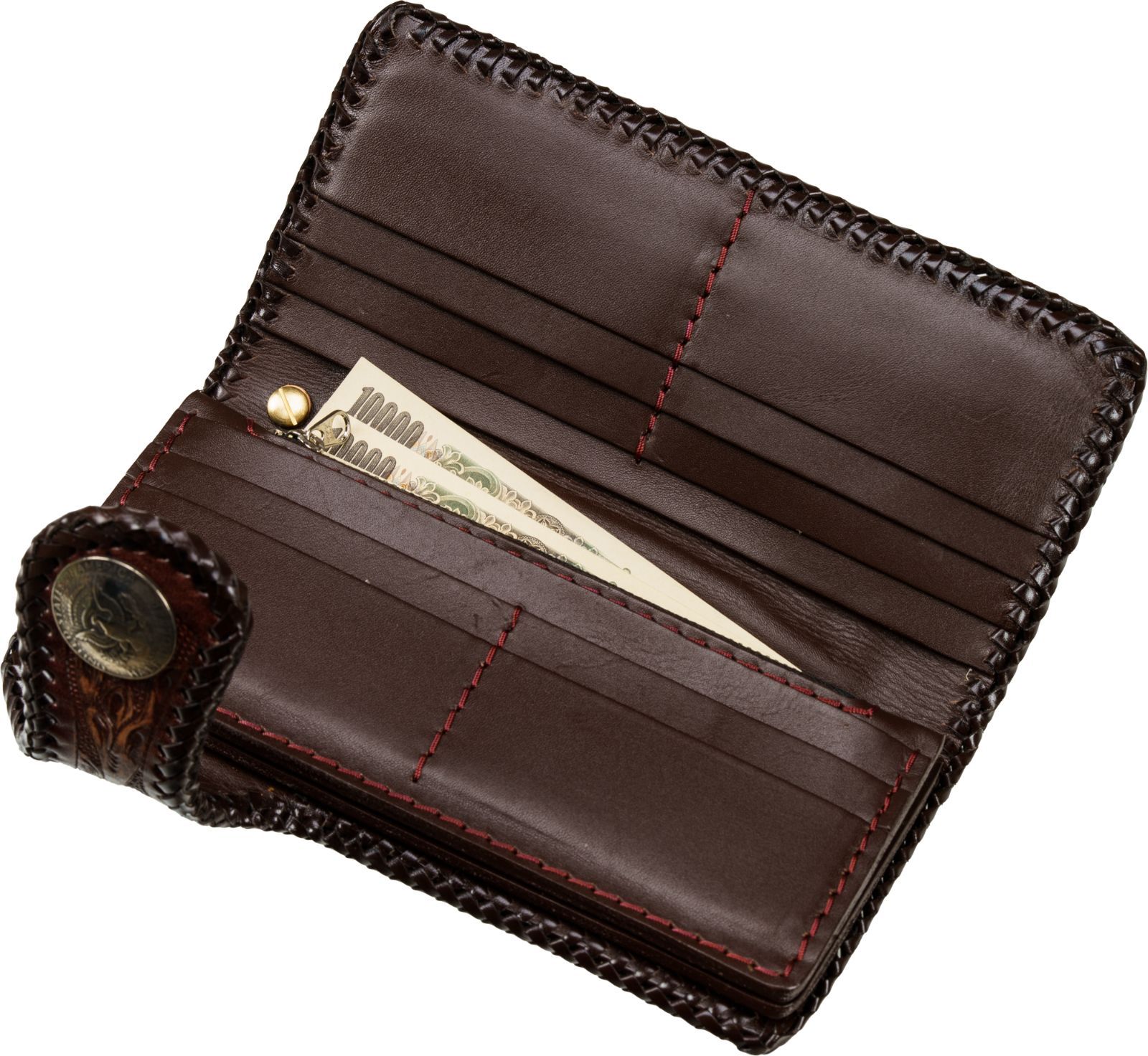 バイカーズウオレット ４点セット ハンドメイド レザーウォレット 本革 財布 長財布 カービング バイカー ウエスタン ホルスターセット ウォレットチェーン付き 高級 革財布 コンチョ付き 限定 A バイカーズウオレット 4点セット ハンドメイド レザーウォレット 本革