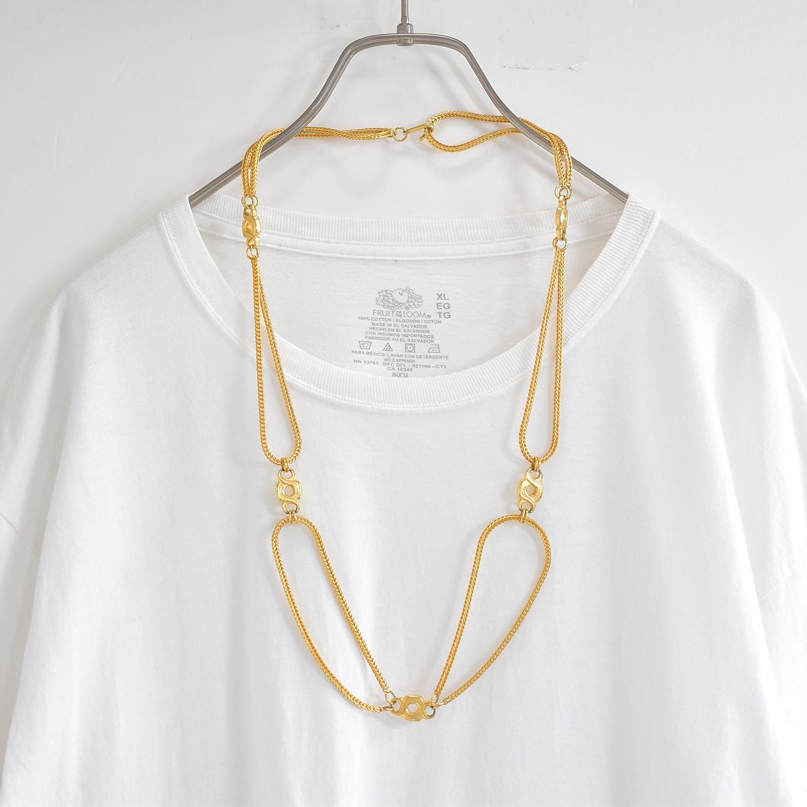 ゴールドチェーン ロングネックレス 変則デザイン ヴィンテージ ビンテージ アクセサリー vintage chain necklace