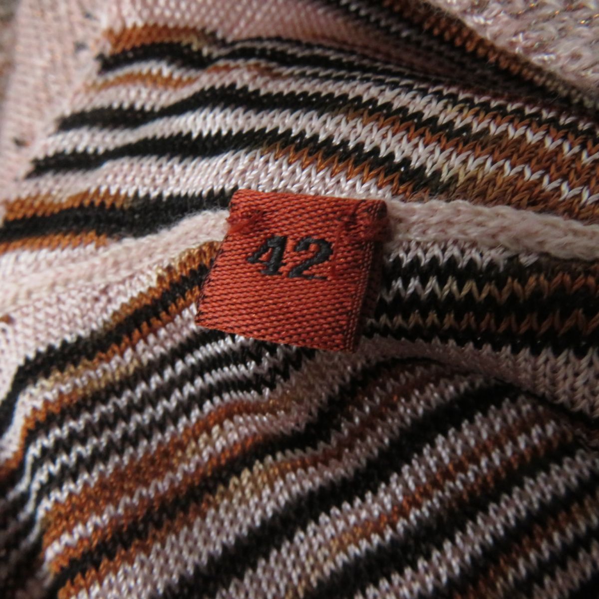 極美品☆正規品 MISSONI ミッソーニ Vネック 長袖 膝丈 ニット ワンピース ピンク×ブラウン系 42 レディース イタリア製 - メルカリ