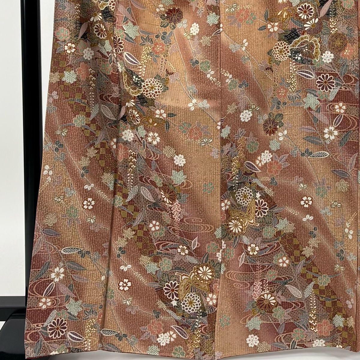 おでかけ小紋 正絹 裄丈65.5 江戸小紋 身丈150cm 裄丈65cm M 袷 落款 万筋 灰色 正絹 名品 一