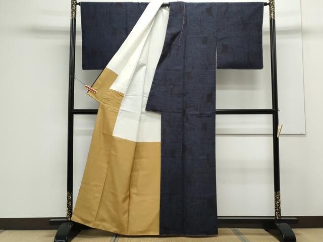 平和屋着物○本場結城玉紬 80亀甲 吉祥文 証紙付き 正絹 逸品 未使用  